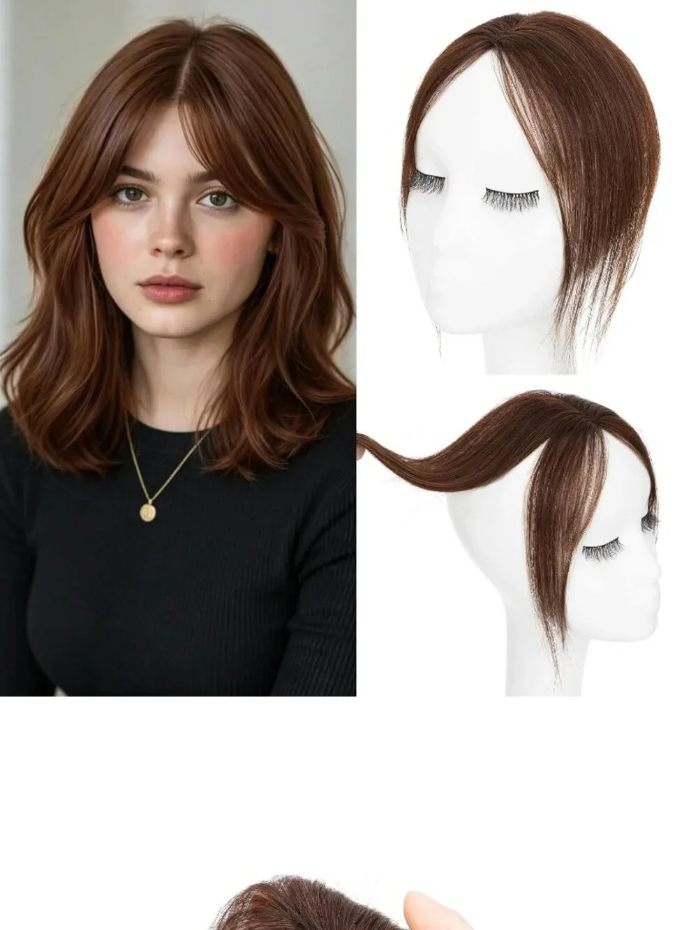 3 - S-Noilite Dark Chocolate Brown Human Hair Toppers 8